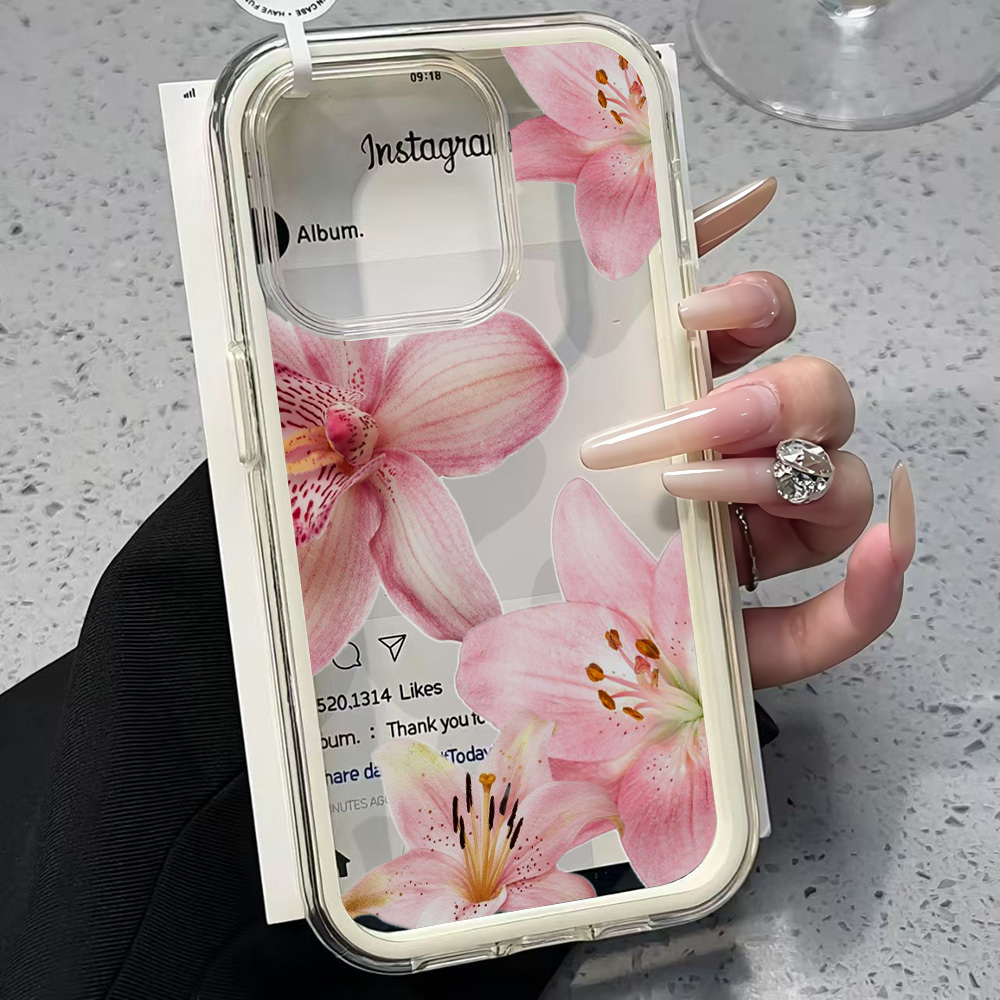 Plants X - Pembe Zambak Çiçeği Şeffaf Telefon Kılıfı